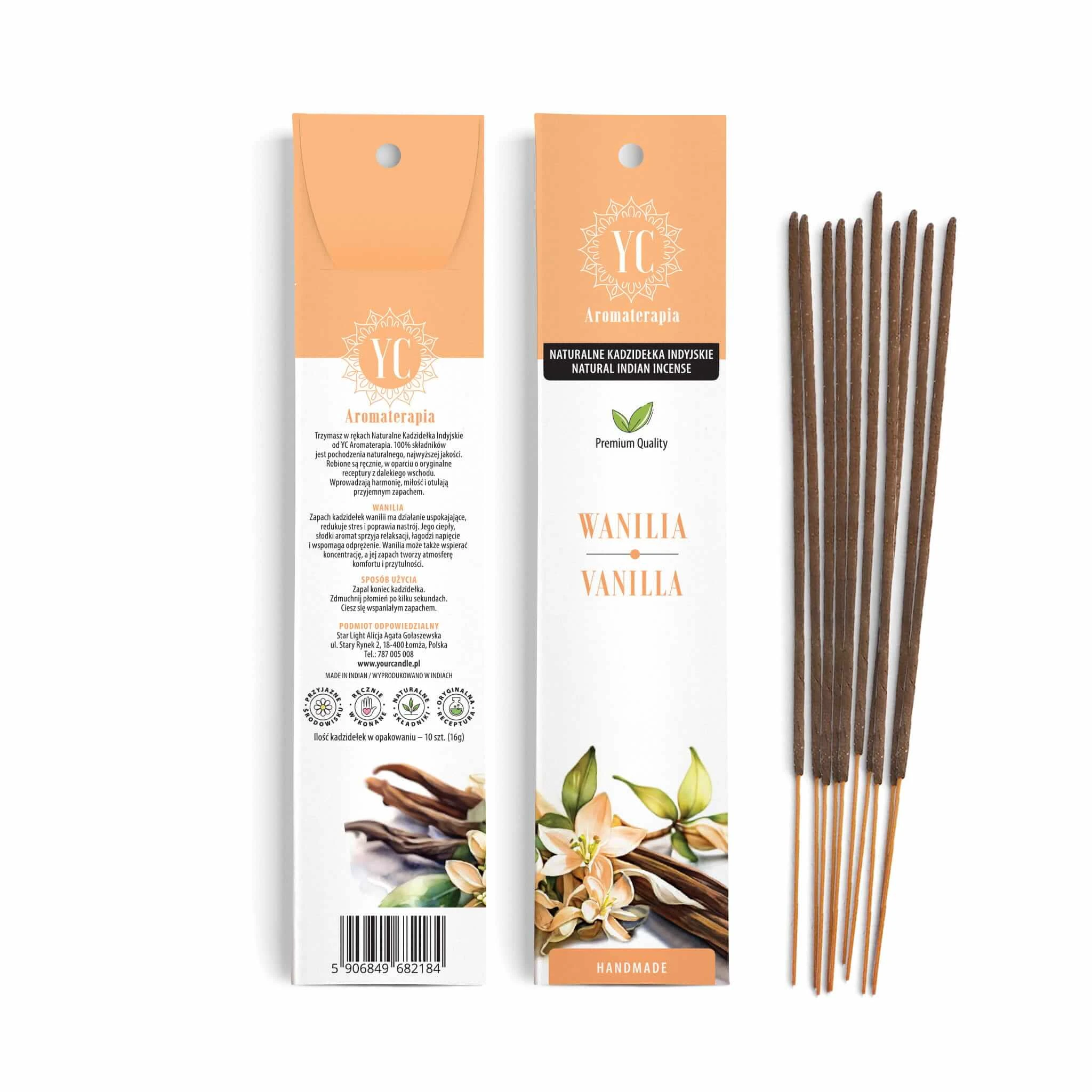 Your Candle, natuurlijke Indiase wierookstokjes, vanille, 10 stuks