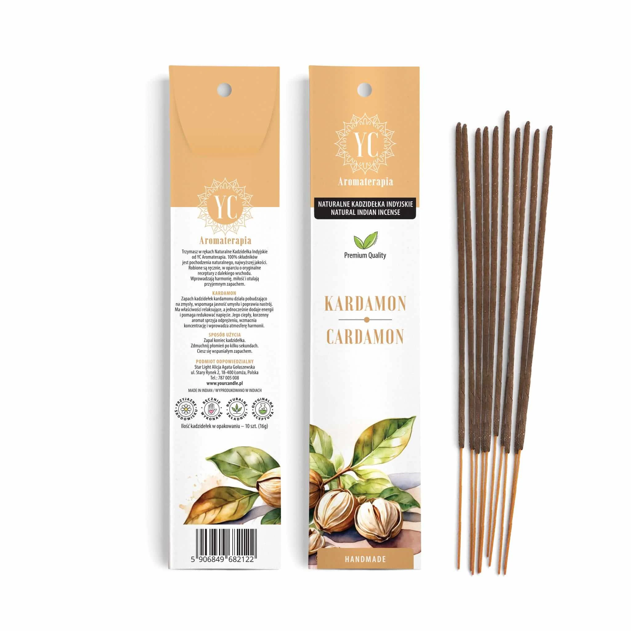 Your Candle, natuurlijke Indiase wierookstokjes, kardemom, 10 stuks
