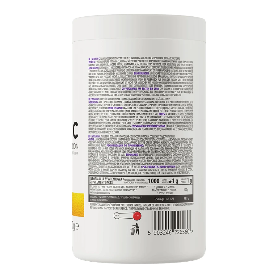 OstroVit Vitamina C, vitamina C, aroma di limone, 1000 g