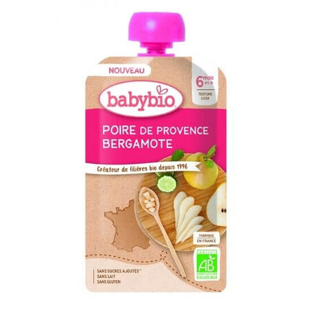 Peer en bergamotpuree, 120g, Babybio