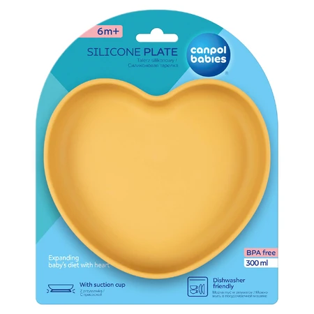 Canpol Babies, ventosa in silicone, cuore, giallo, da 6 mesi, 1 pz.