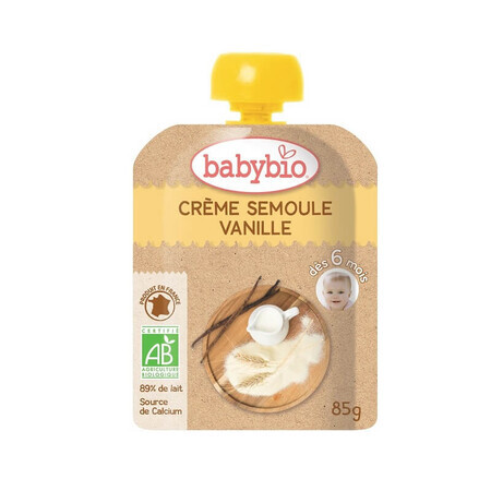 Pochette de purée grise et vanille, 85 g, Babybio