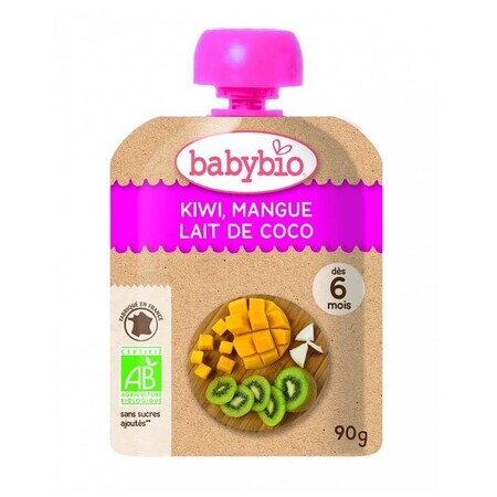 Zakje kiwi, mango en kokosnootpuree, 90 g, Babybio