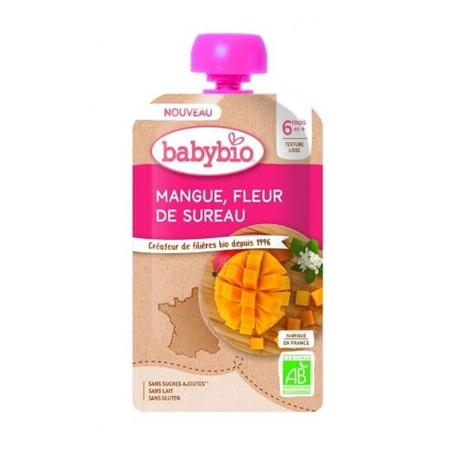 Zakje puree van mango en vlierbloesem, 120g, Babybio