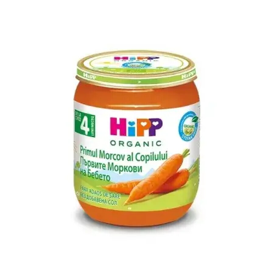 Première purée de carottes de bébé, +4 mois, 125 g, Hipp