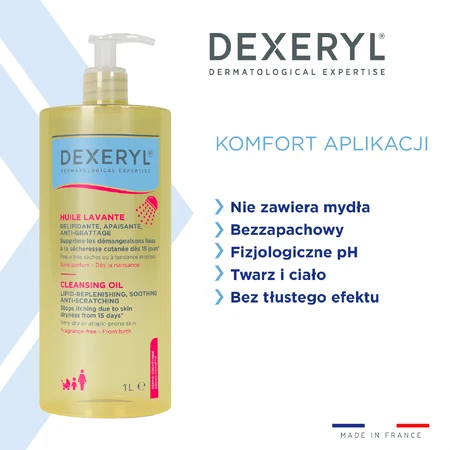 Dexeryl, olio di lavaggio lenitivo antigraffio che reintegra i lipidi, 1000 ml
