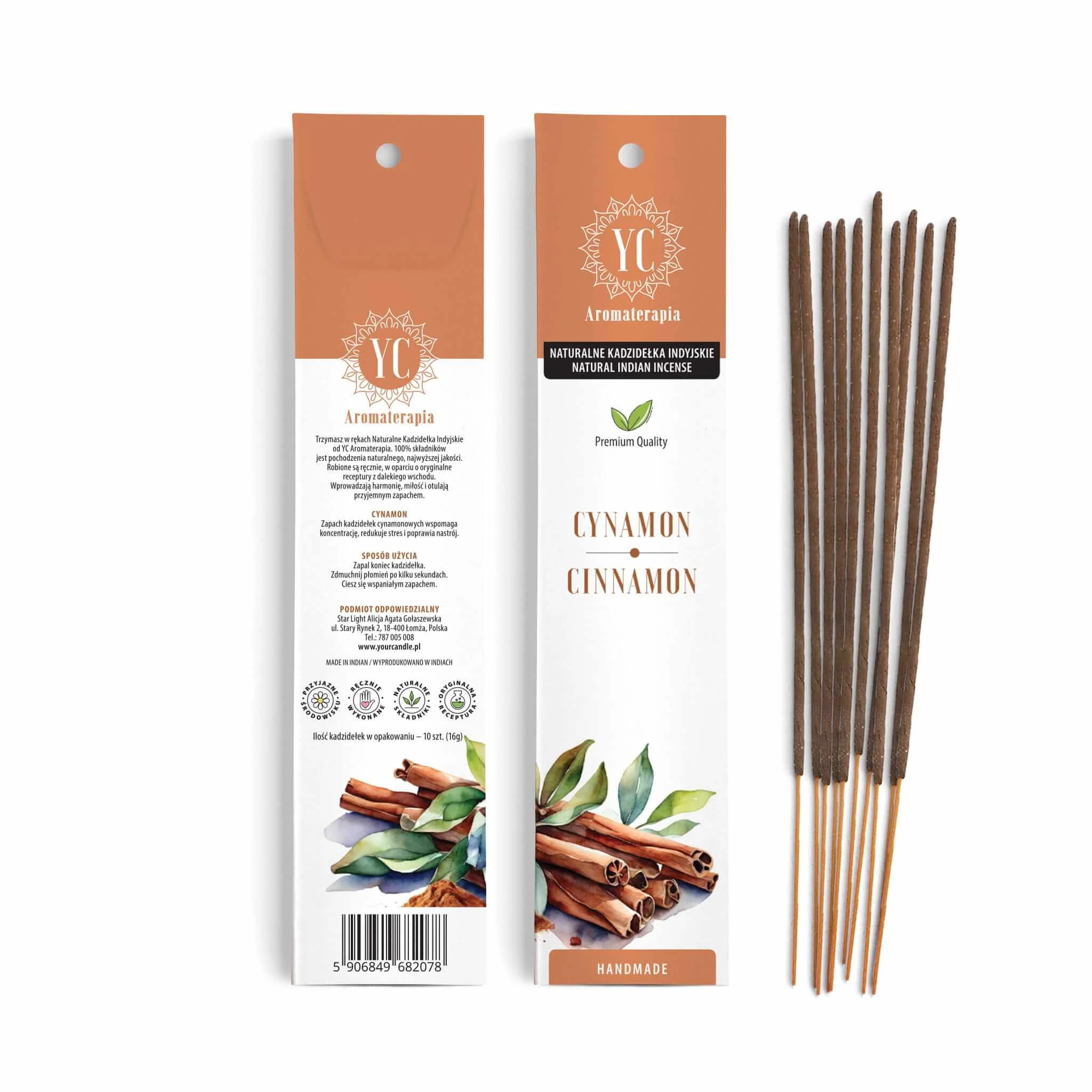 Your Candle, natuurlijke Indiase wierookstokjes, kaneel, 10 stuks