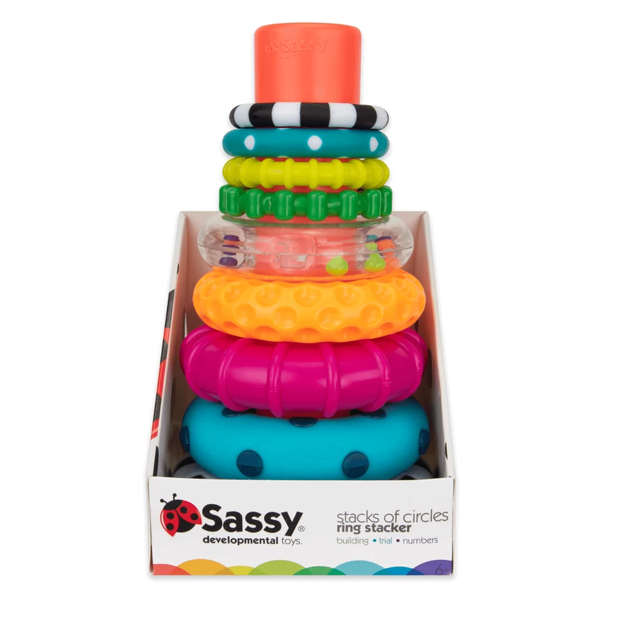Sassy, juguete educativo, torre de discos STEM, a partir de 6 meses, 1 pieza