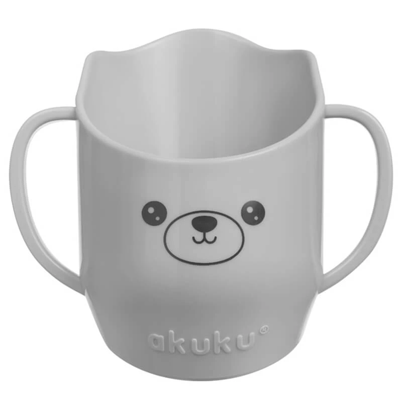 Ackuku, leren drinken beker, grijs, 150 ml