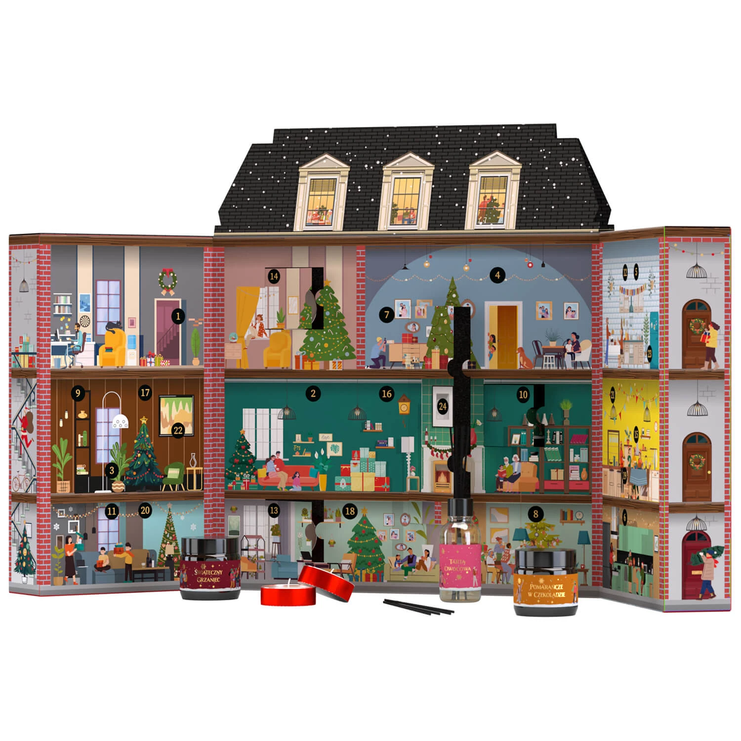 HiSkin Adventskalender Set Tenement: kaarsen, diffuser, lucifers