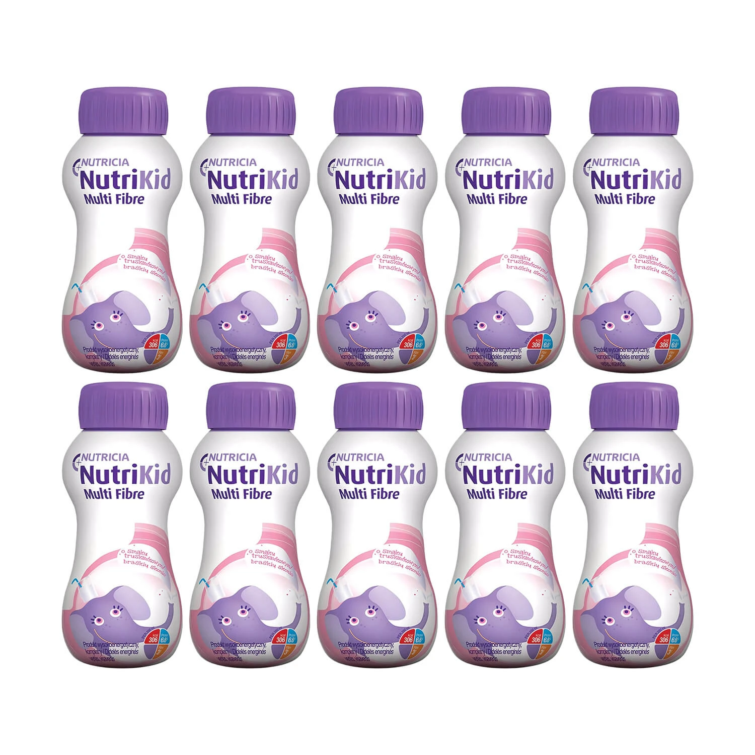 NutriKid Multi Fibre kit, voedingspreparaat voor kinderen vanaf 1 jaar, aardbeiensmaak, 10 x 200 ml