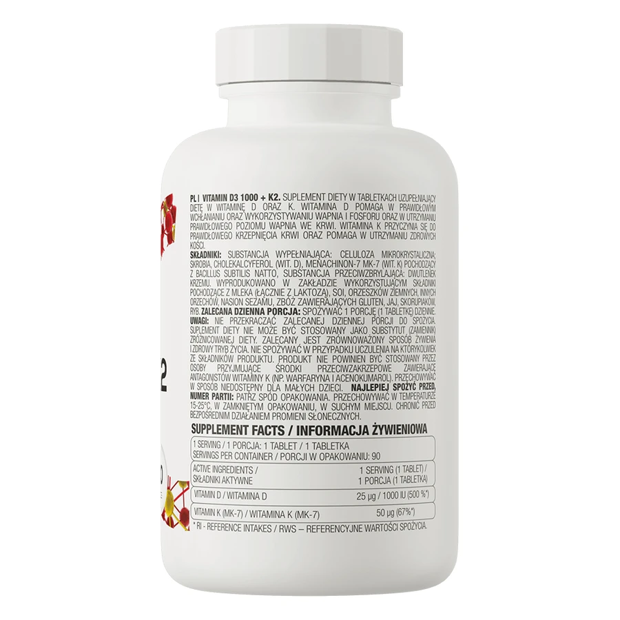 OstroVit Vitamina D3 1000 + K2, 90 compresse
