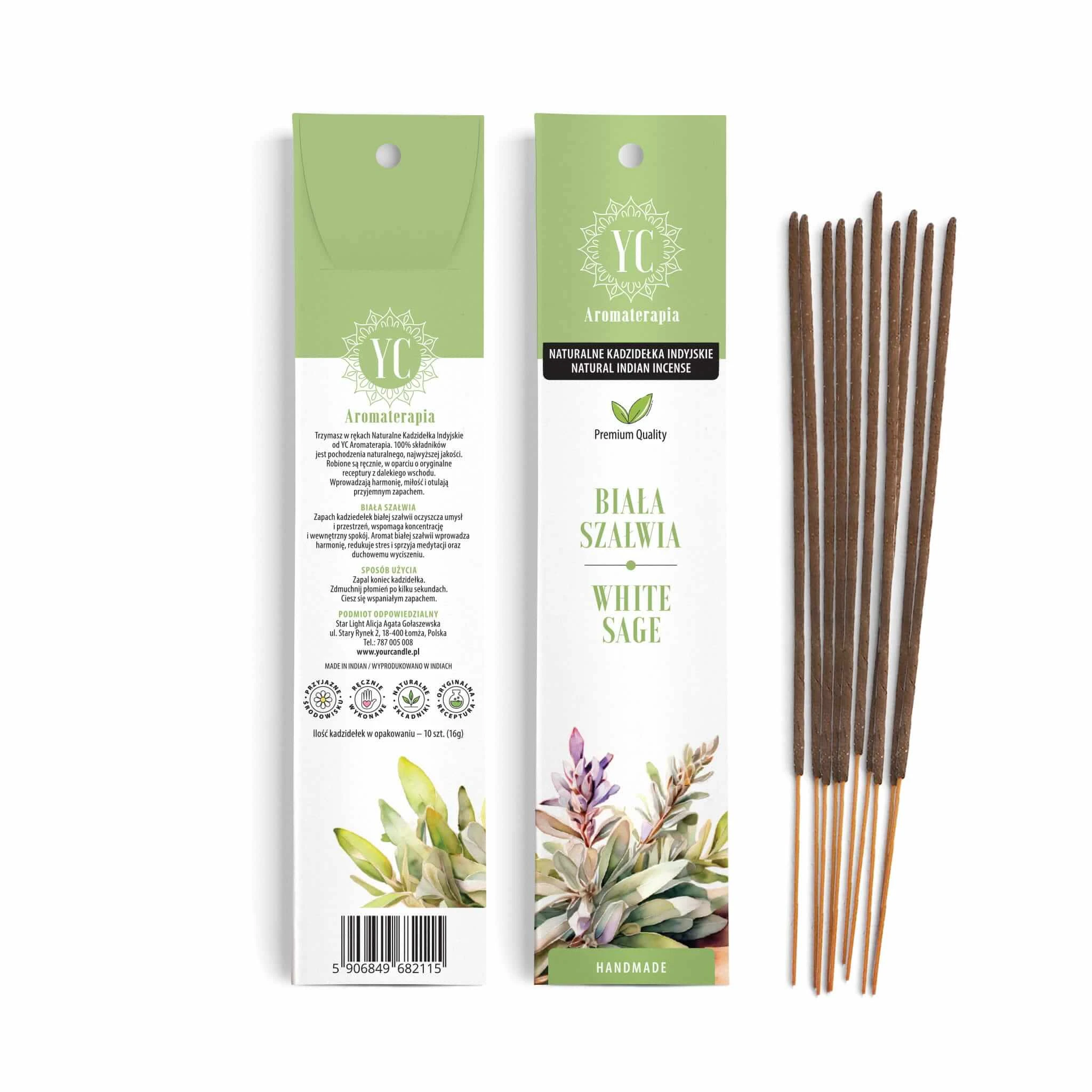 Your Candle, natuurlijke Indiase wierookstokjes, witte salie, 10 stuks