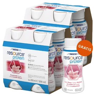 Kit Resource Proteína, preparado nutricional, sabor frutas del bosque, 8 x 200 ml + sabor fresa, 200 ml de regalo