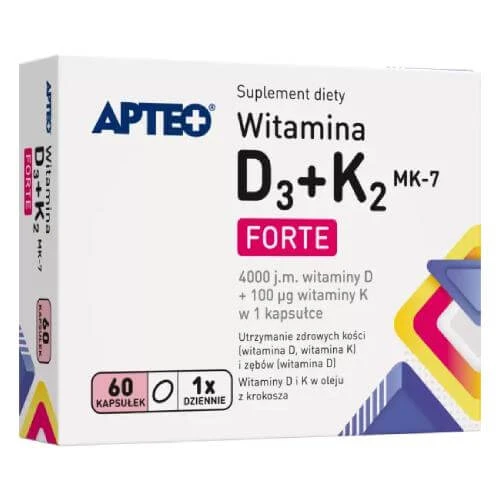 APTEO Vitamine D3+K2 MK-7 Forte, 60 capsules
