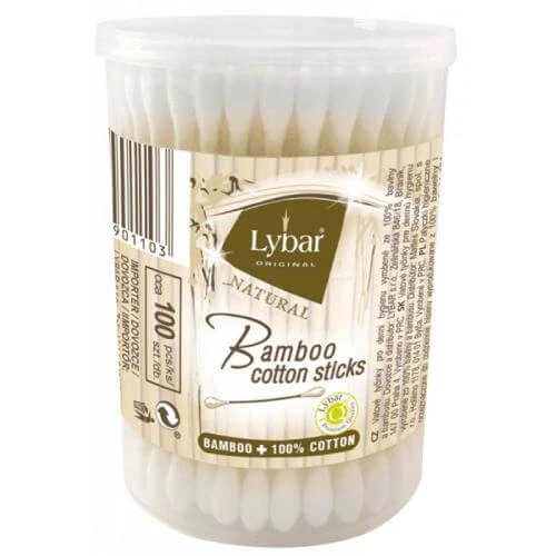 Mattes Lybar Bamboe wattenstaafjes, ronde doos, 100st