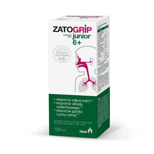 Zatogrip Junior 6+ siroop met frambozensmaak, 120 ml