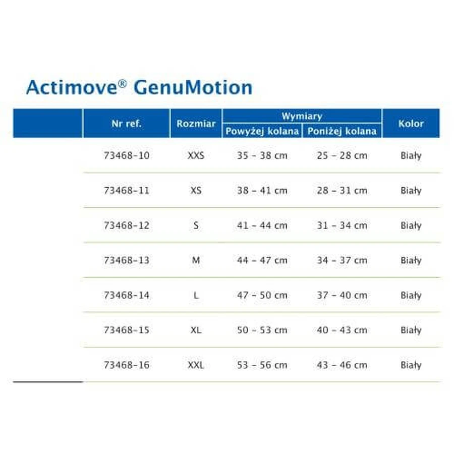 Actimove Professional Line Medical compresie genunchi stabilizator XXS alb