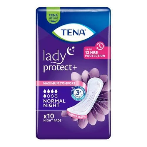 TENA Lady Protect+ anatomische nachtluiers, 10 stuks
