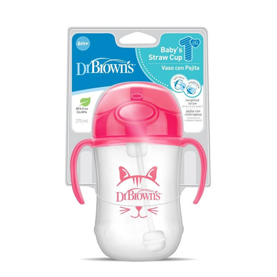 Premier gobelet pour bébé, 270 ml, TC91011, rose, Dr Browns