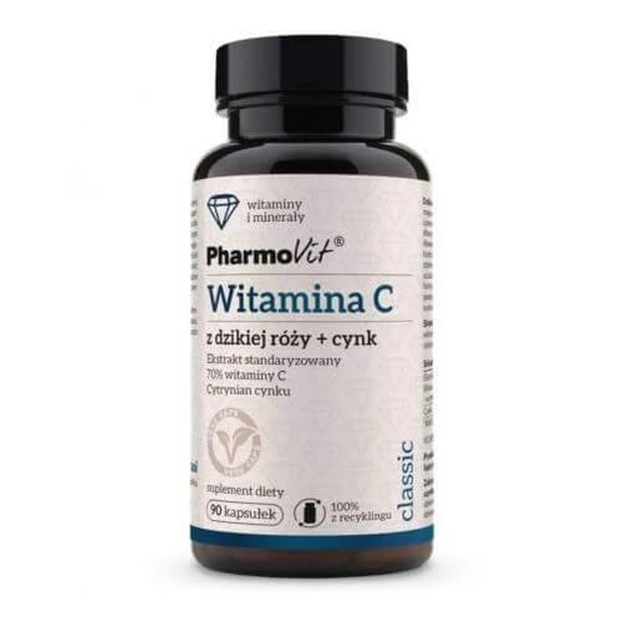 PHARMOVIT Vitamin C rosehip + Zinc, 90 caps