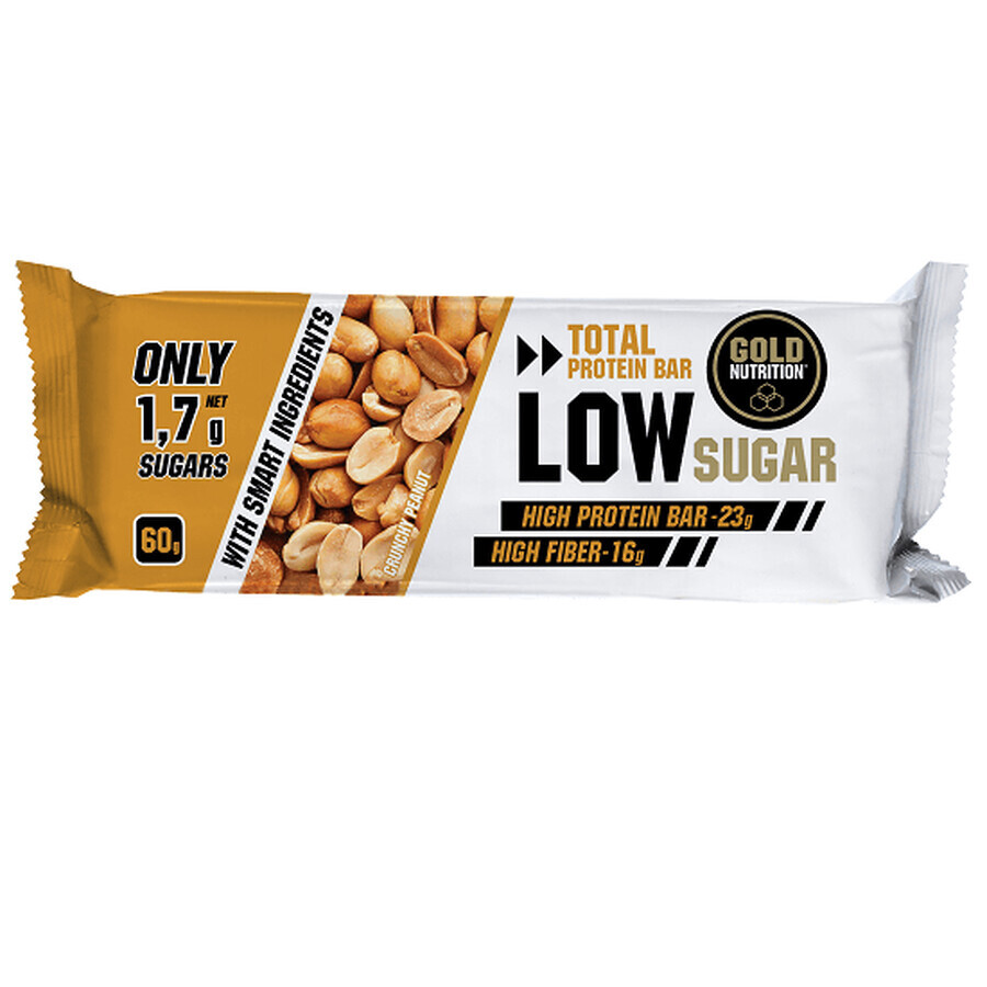 Protein Bar Low Sugar Alune, 60 gr, Gold Nutrition