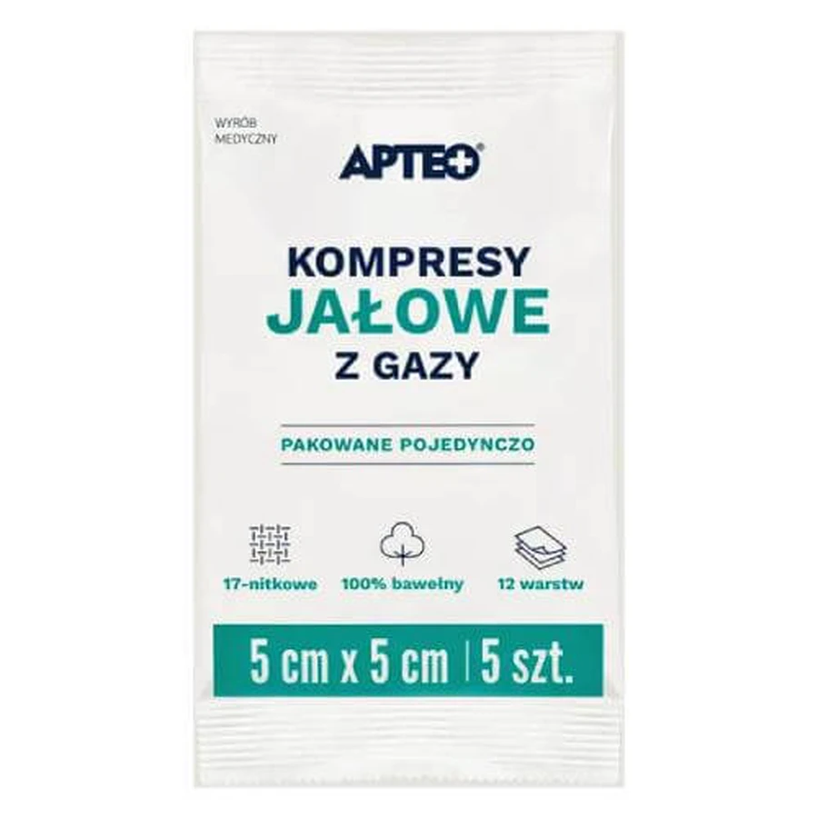 APTEO CARE steriele gaasjes 5x5cm, 5 stuks.