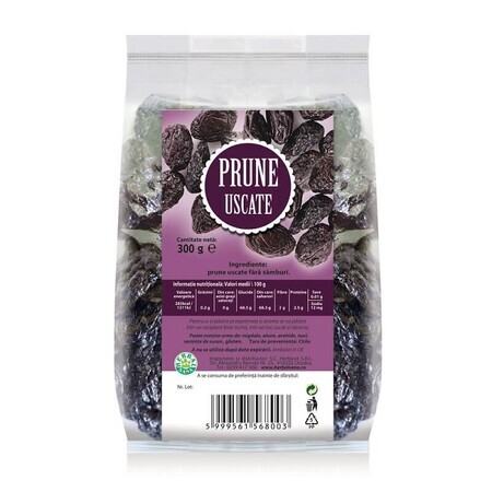 Prune uscate fara samburi, 300 gr, Herbal Sana