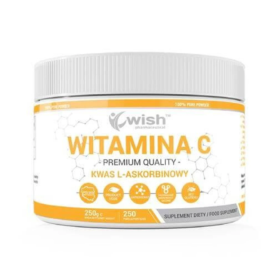 Wish Pharmaceutical Vitamin C L-Ascorbic Acid powder vege, 250 g