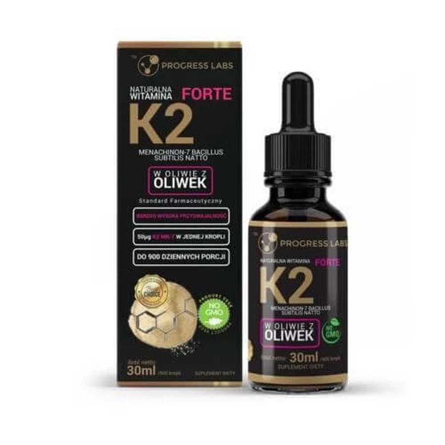 PROGRESS LABS Natuurlijke vitamine K2 MK-7 Forte druppels, 30 ml