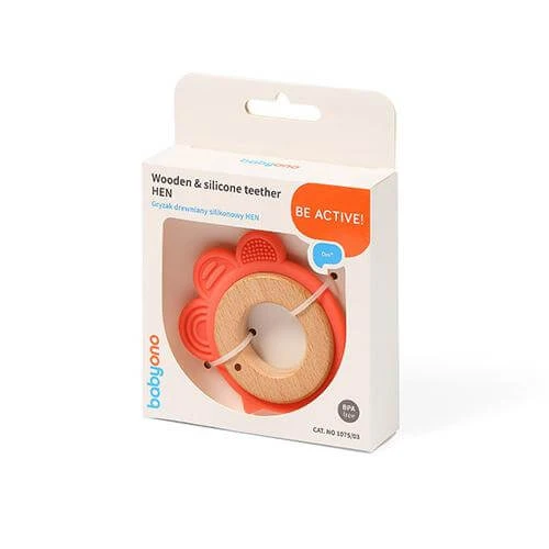 BABYONO Houten siliconen bijtring HEN (1075/03)