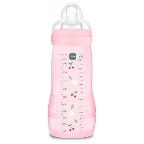 MAM Baby Easy Active Rapid Flow Antikoliek Babyfles 4m+ Patroon Fruit, 330 ml