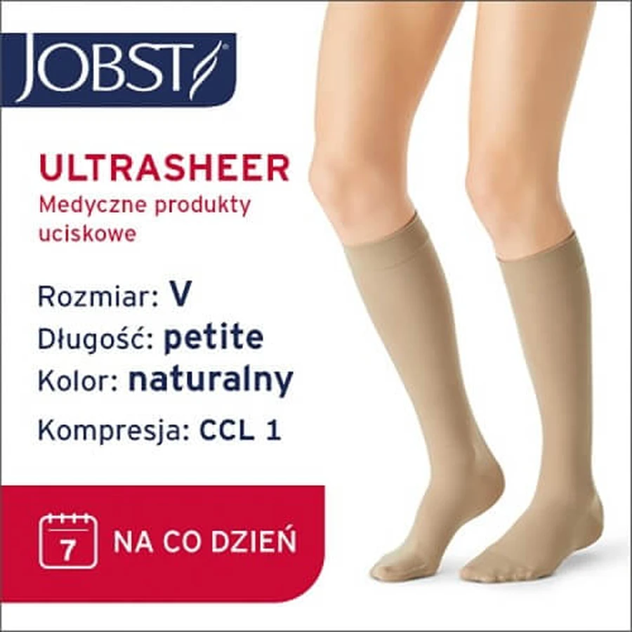 JOBST ULTRASHEER Chaussettes de compression courtes pour le genou CCL1 naturel, taille 5 ZP