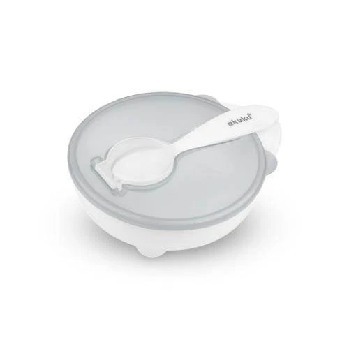 AKUKU Kom met lepel en deksel wit 250ml A0424
