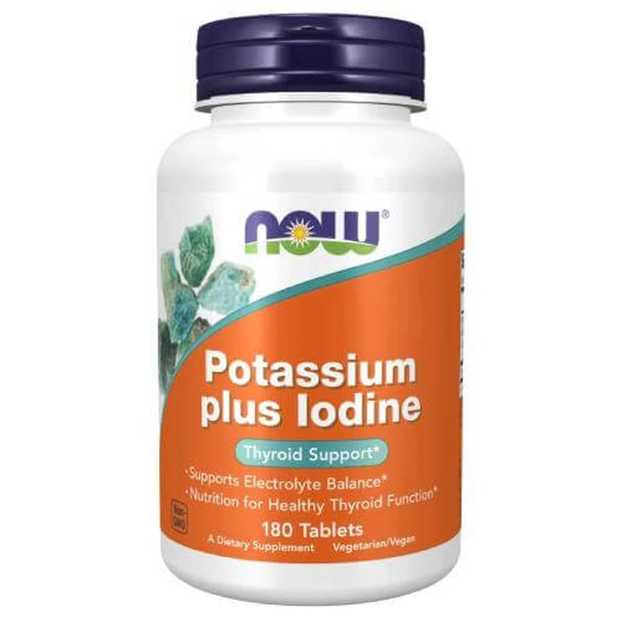 NOW FOODS Potassium plus Iodine, 180 tablets
