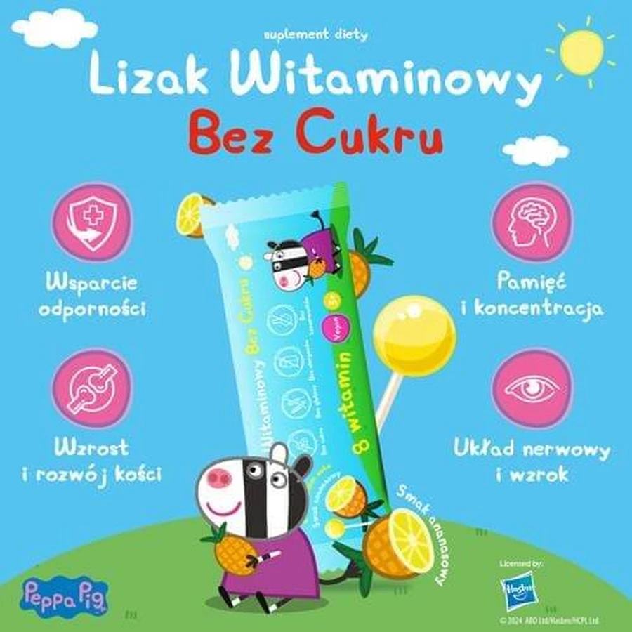 PEPPA PIG suikervrije vitaminelolly ananassmaak, 1 stuk