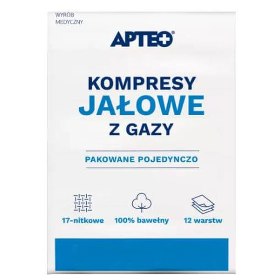 APTEO steriele 12-lagen 17-draads kompressen 10x10cm, 3st