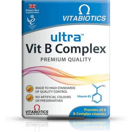 Vitabiotics Ultra Vit B Complex Vitamin für Energie, Immunsystem und Nervensystem Stärkung 60 Tabletten