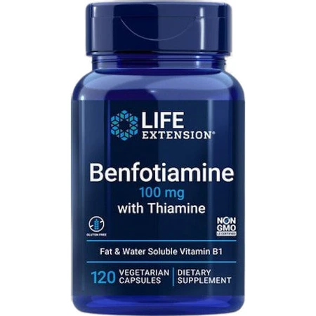 Life Extension Benfotiamine Avec Thiamine 100mg Complément Alimentaire Spécial 120 gélules végétales