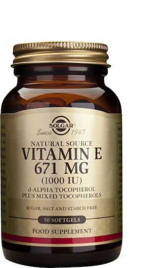 Solgar Vitamine E voor huid & antioxidantwerking 1000iu 671mg 50 softgels
