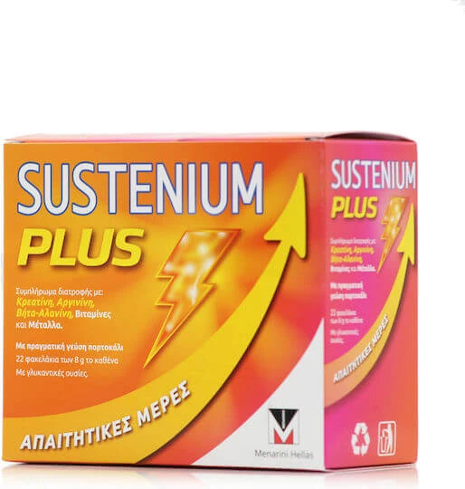 Menarini Sustenium Plus Multivitamine voor Energie & Versterking Immuunsysteem Sinaasappel 22 sachets
