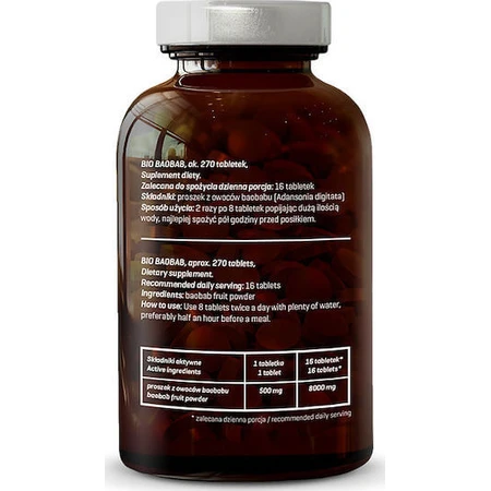 Diät-Nahrungsmittel Bio Baobab 500mg 270 Kapseln
