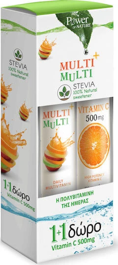 Power Of Nature Multi + Multi met Stevia & Vitamine C Multivitamine voor energie en versterking van het immuunsysteem 500mg 44 tabs eff