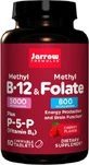 Jarrow Formulas Methyl B-12 5000mcg + Methyl Folaat 800mcg Vitamine voor Zenuwgezondheid 60 kauwtabletten