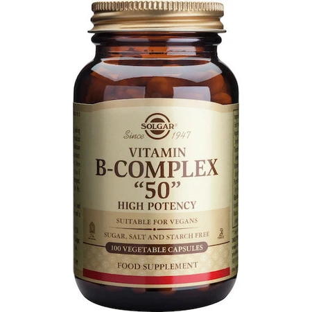 Solgar B-Complex "50" Vitamine voor energie, immuunsysteem en zenuwstelsel 100 plantaardige capsules