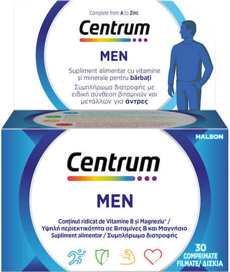 Centrum Men Multivitamine Speciaal Gemaakt voor Mannen voor Energie & Versterking van het Immuunsysteem 30 Tabletten