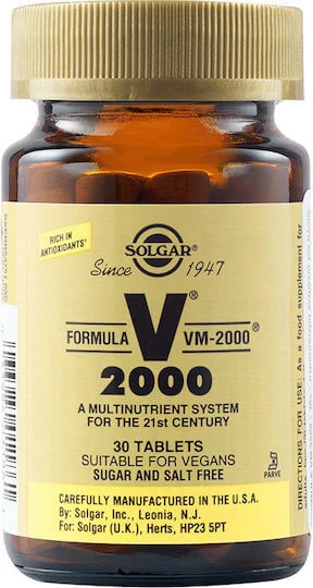 Solgar Formula VM-2000 Multivitamine voor energie en versterking van het immuunsysteem 30 x 1 tabletten