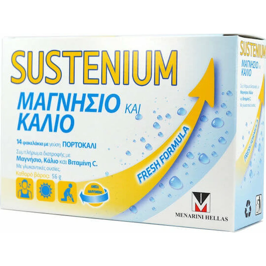 Menarini Sustenium Magnesium & Kalium 14 Säckchen mit Orangengeschmack