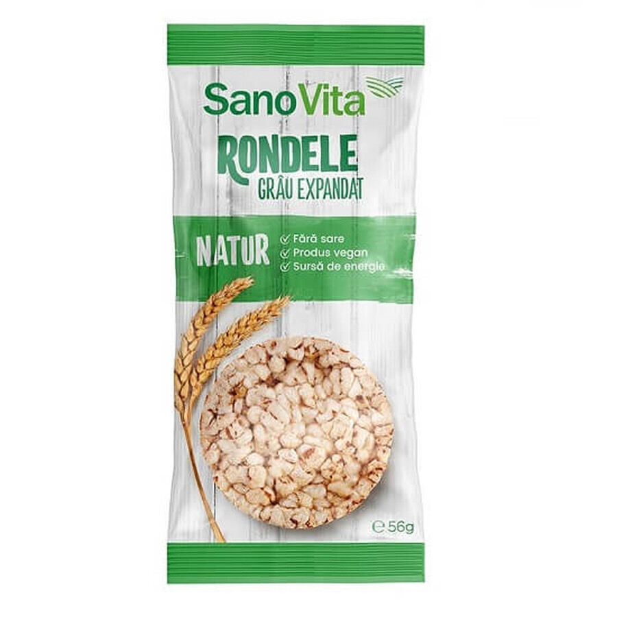 Natur geëxpandeerde tarwe rondjes, 56 gr, Sanovita