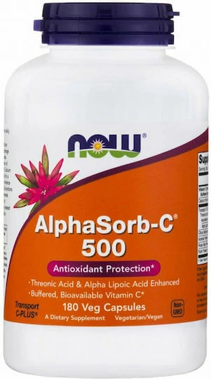 Now Foods AlphaSorb-C 500 Vitamine voor immuunversterkende, huid- en antioxidantwerking 500mg 180 plantaardige capsules